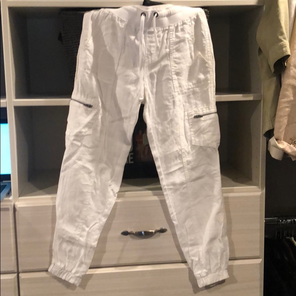 Athleta white linen joggers